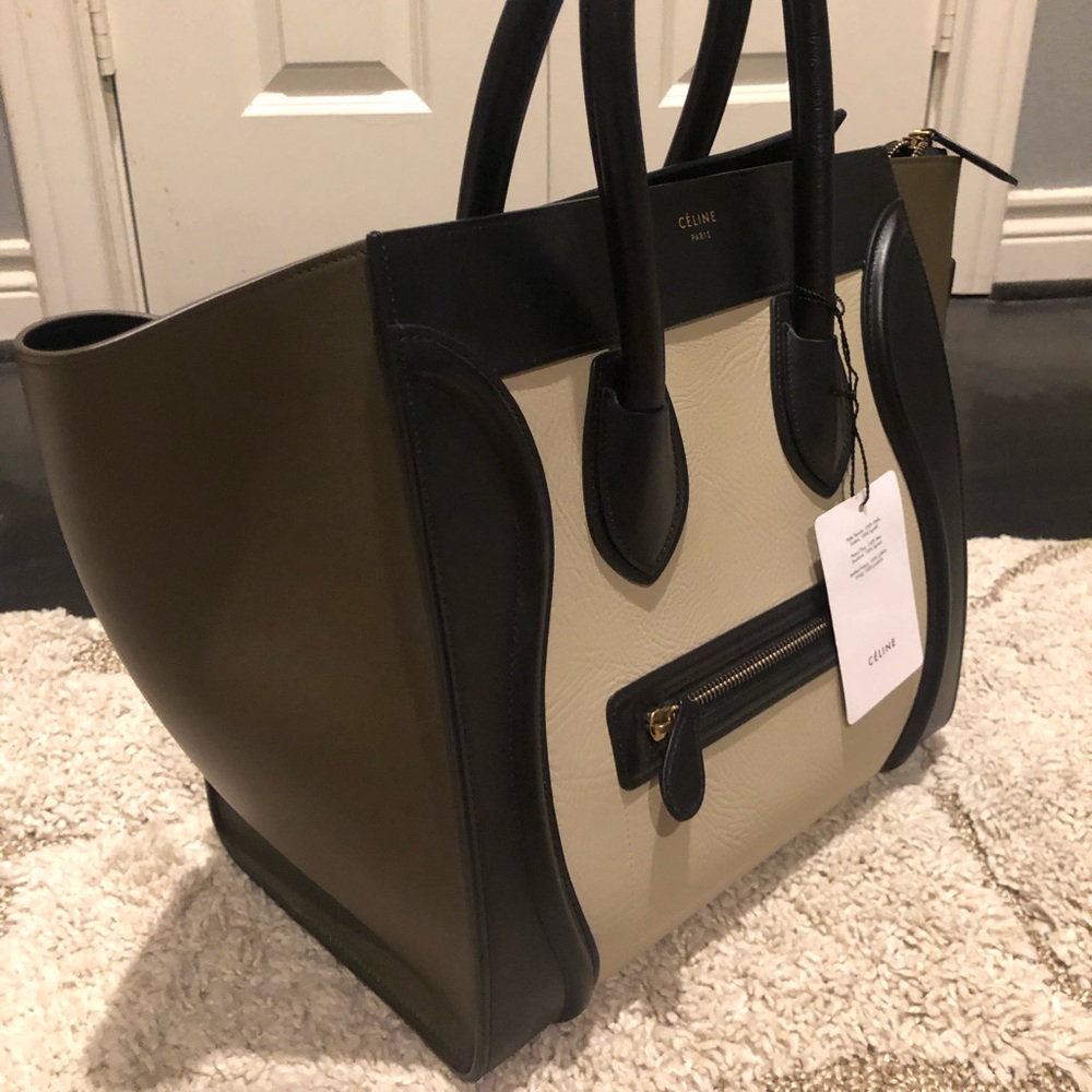 New Celine Mini Luggage tricolor leather tote - Picture 4 of 10